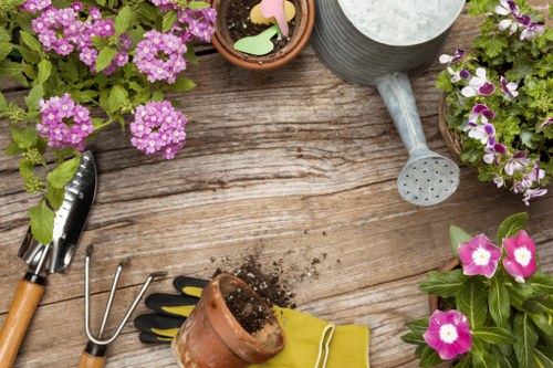Gardener preparing tools for garden safety